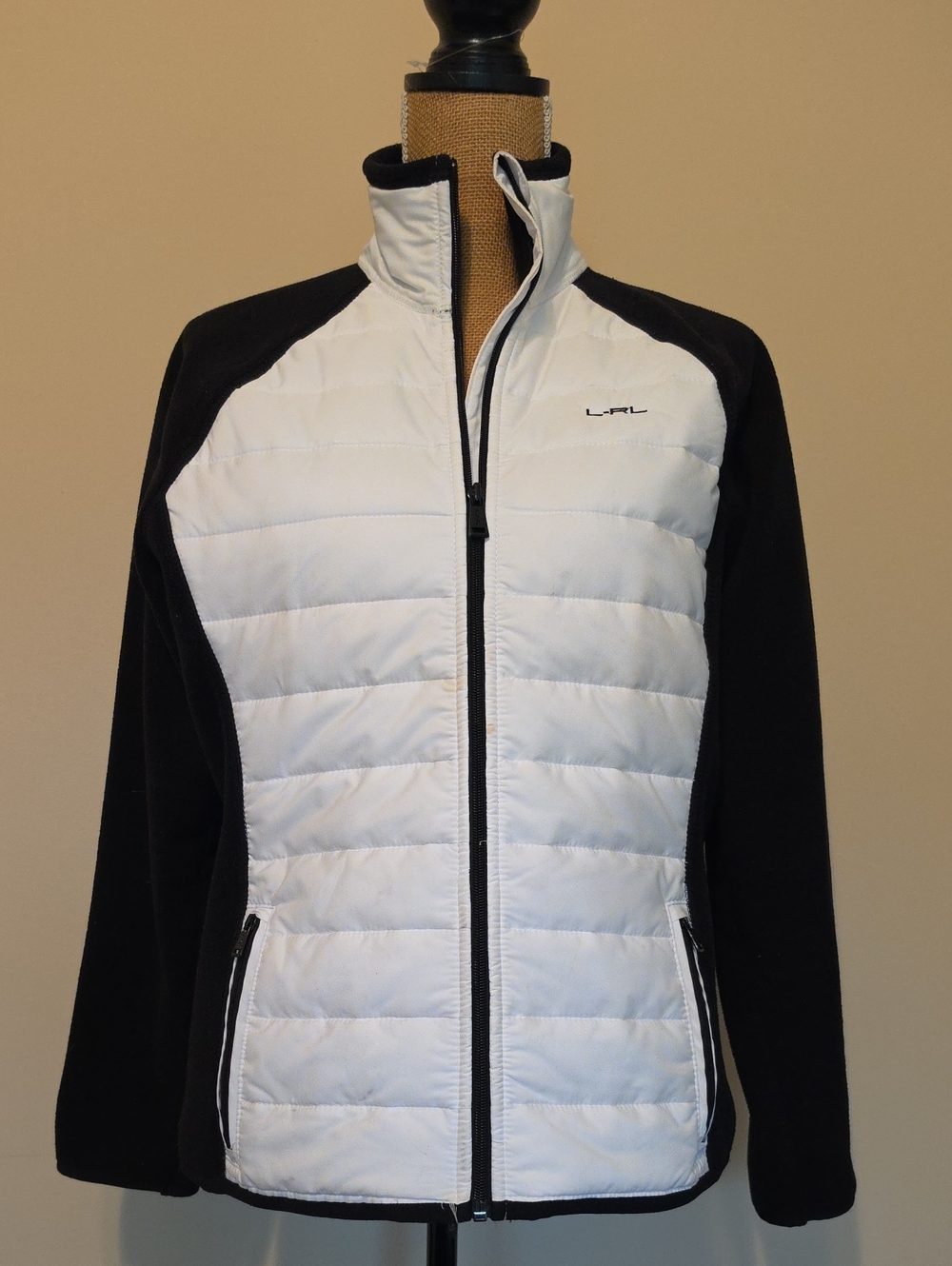 Ralph Lauren Women's White & Black Quilted Front Puffer Jacket